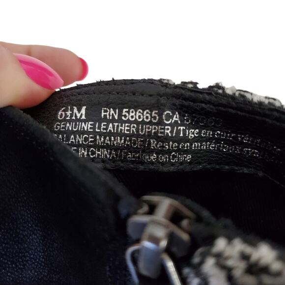 bp | Leather and Herringbone Knit Side Zip Heeled Ankle Trolley Booties - Picture 10 of 10